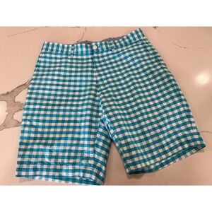 Polo Golf Ralph Lauren Mens Plaid Golf Shorts Teal White Size‎ 32